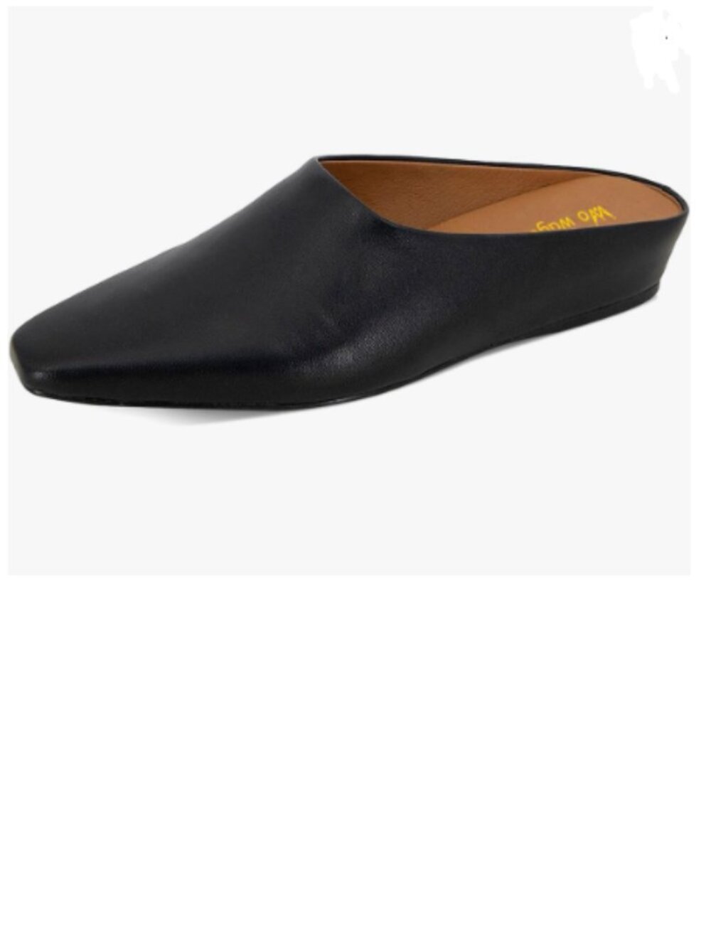 Wo Wagas Black Women Mules Low Wedges Heels Slipper Squared Toe Slip On Shoes